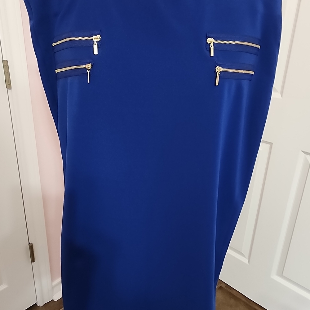 Grace Elements Royal Blue Pencil Skirt with Zipper Details